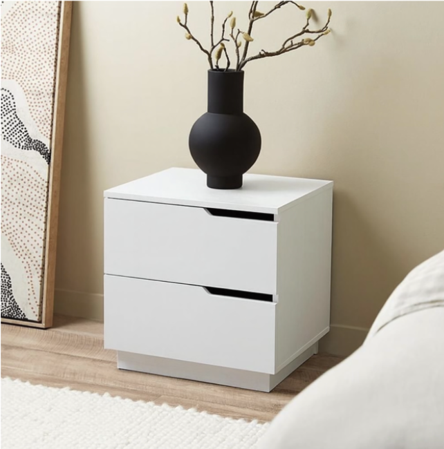 Megafurn Modern White 2 - Drawer Bedside Table - 48 cm - Image 4