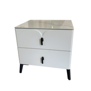 Modern 2-Drawers Ceramic-Top Bedside Nightstand Table