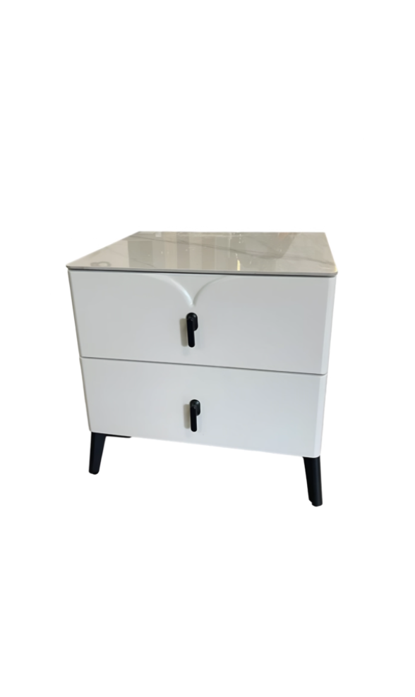 Modern 2-Drawers Ceramic-Top Bedside Nightstand Table