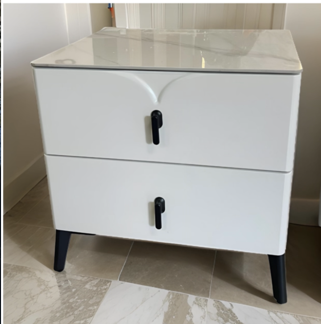 Modern 2-Drawers Ceramic-Top Bedside Nightstand Table - Image 5