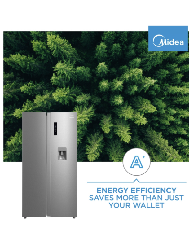 Midea 513L Inverter Side by Side Freezer Fridge Stainless Steel A+ - Image 4