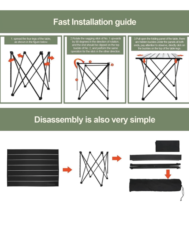 Glamping - Portable Folding Camping Table (Black) Small 40 x 35 x 30cm - M - Image 2