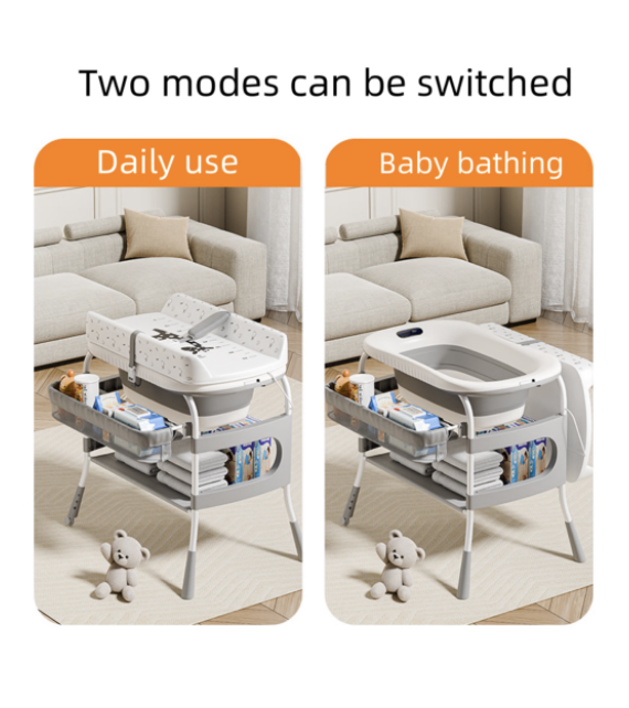 2-in-1 Baby Bathtub with Changing Table, Baby Care Table, Diaper Station - Image 10