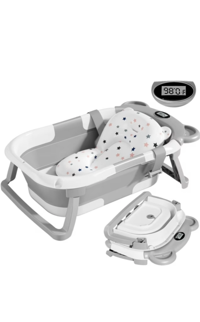 Portable Collapsible Baby & Infant Bath Tub Cushion & Temperature Sensor - Image 2