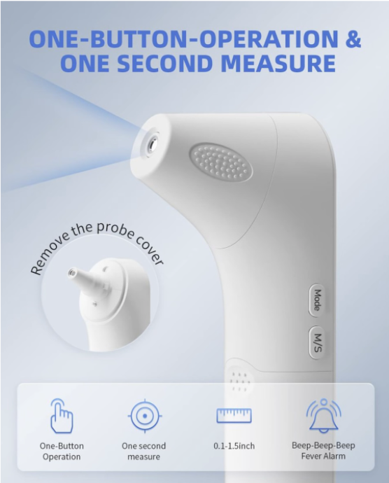 3-in-1 Baby Infrared Thermometer, Ear & Forehead Thermometer, LED Digits - Image 2