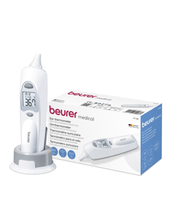 Beurer Ear Thermometer: Hygienic Caps, Infrared Tech, Rapid Result FT 58