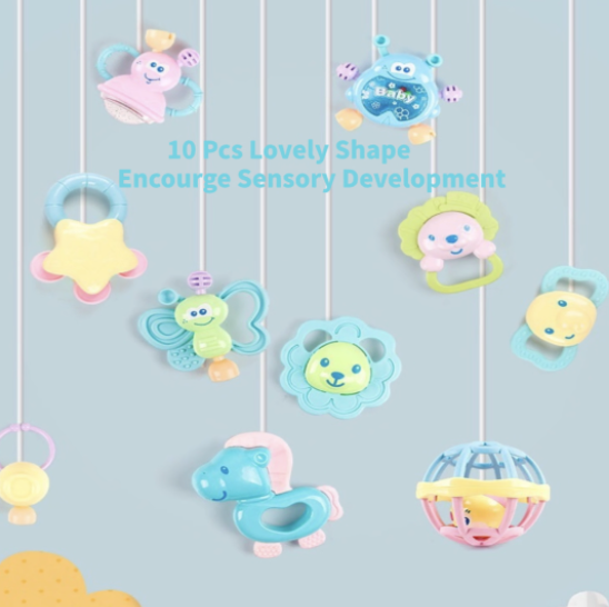 Baby Rattle Teething Toys Grab Spin Rattle Shakers Soothing Teethers - 10 Piece - Image 6