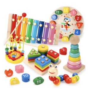 6Piece Wooden Music Toy Shape Stacking&Sorting Set Children's Day Gift