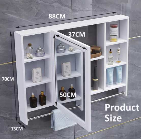 Cabinet With Mirror Wall Mounted Bathroom Storage Cabinet Toilet Storage - Image 2