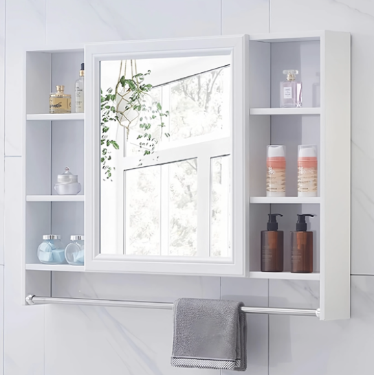 Cabinet With Mirror Wall Mounted Bathroom Storage Cabinet Toilet Storage - Image 3