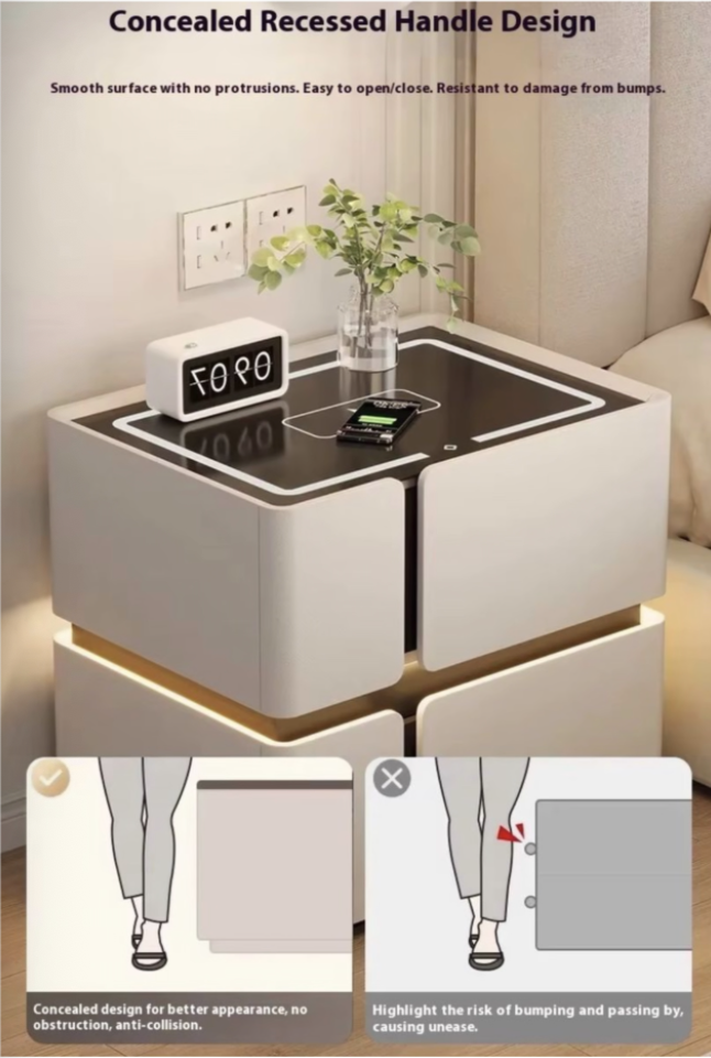 Ziyane LumiStack Twin Set- Smart Pedestals, Wireless Charging & LED Accents - Black - Image 3