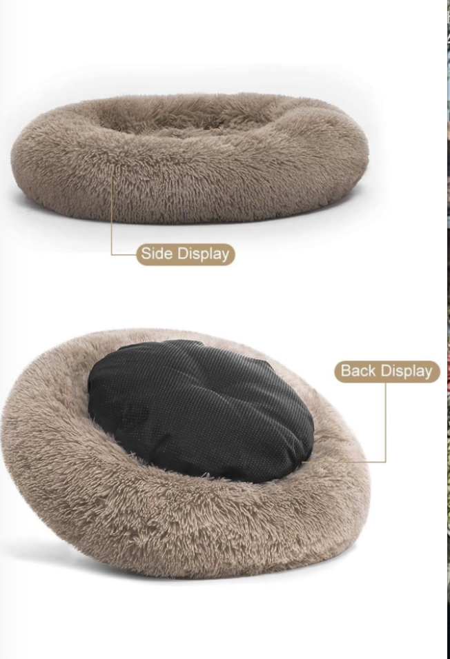 Pet Calming Bed for Dogs Cats Fluffy Round Doughnut Cuddler - Image 3