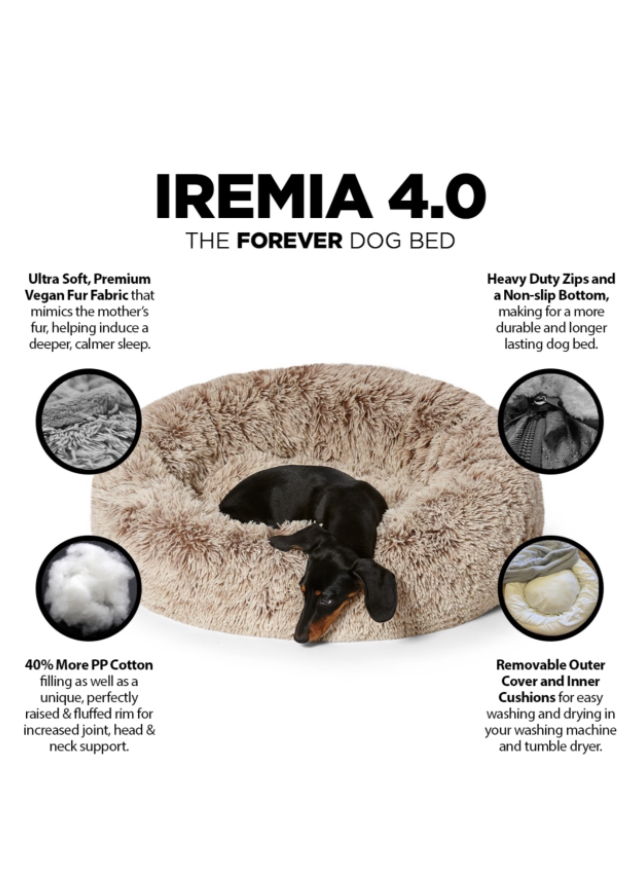 Large 90cm IREMIA Dog Bed 4.0 - Long-Fur/Flokati - Washable Zip Cover - Image 3