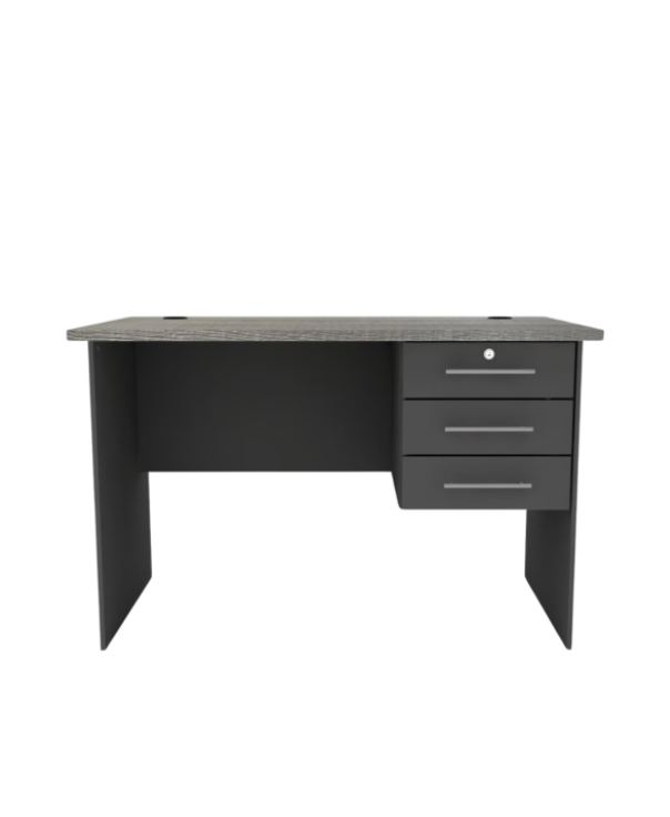 Contemporary Office Desk With Drawers - Grey + Kilkenny Oak