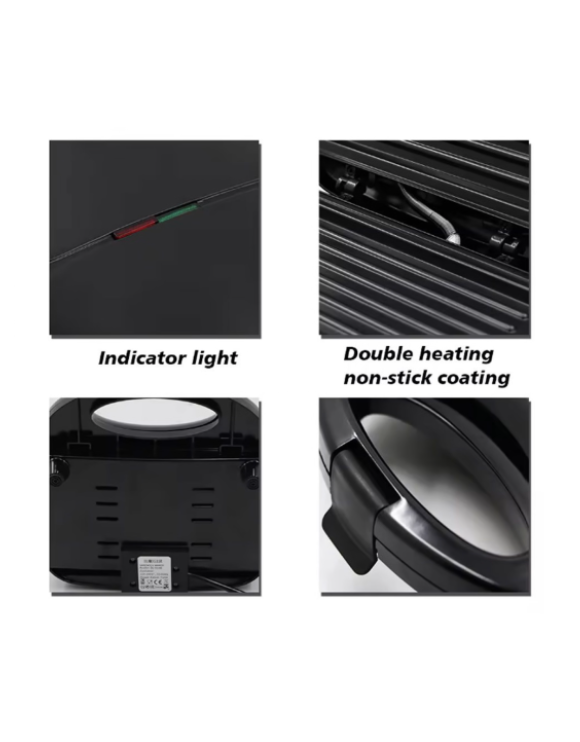 750W Non-Stick Grill Maker - Panini Press & Sandwich Toaster with Lock - Image 2