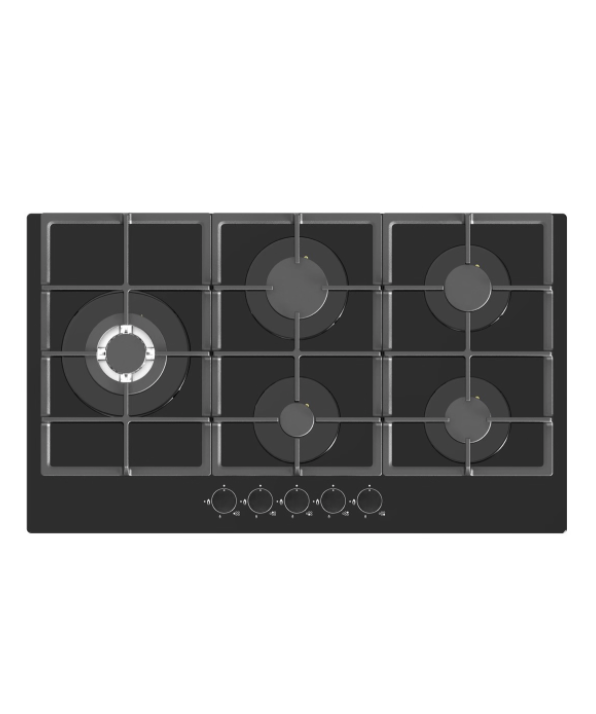90cm Black Glass Gas Hob
