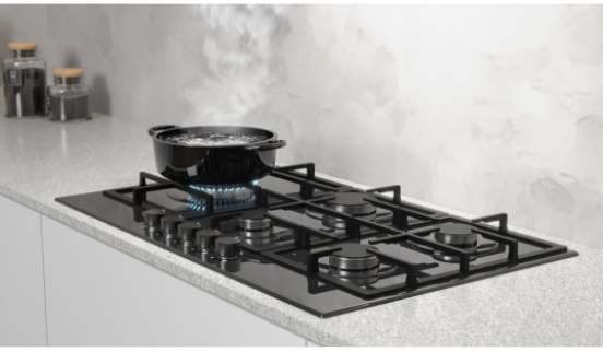 90cm Black Glass Gas Hob - Image 2