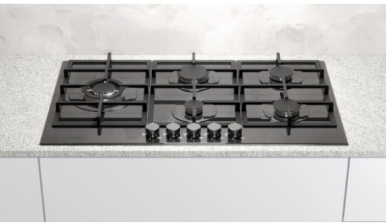 90cm Black Glass Gas Hob - Image 3