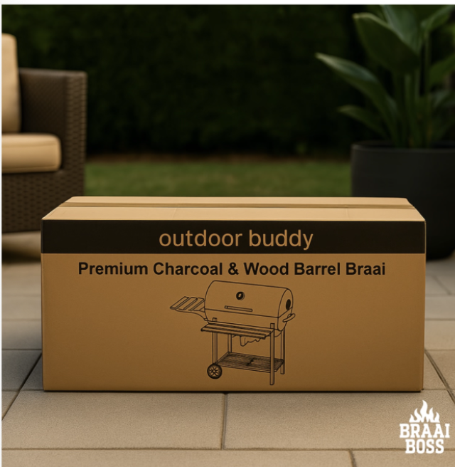 Outdoor Buddy - BraaiBoss - 70cm Charcoal Barrel Braai - Protectice Cover - Image 4