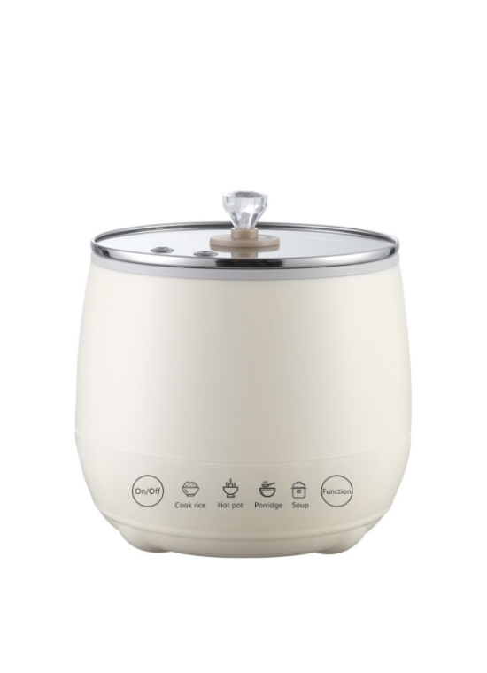 Electric Mini Rice Cooker 1.8L - 350W Compact Portable Cooker (White)