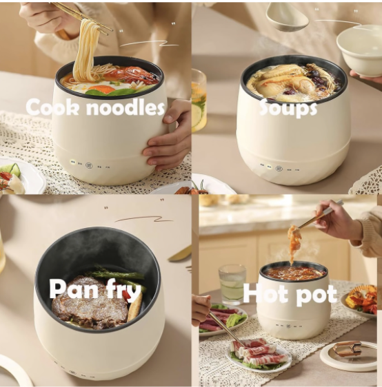 Electric Mini Rice Cooker 1.8L - 350W Compact Portable Cooker (White) - Image 3