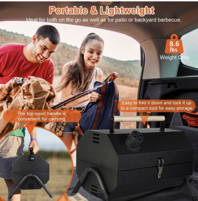 Mix Box Portable Double Sided Charcoal Grill Roast Oven with Handle - Image 3