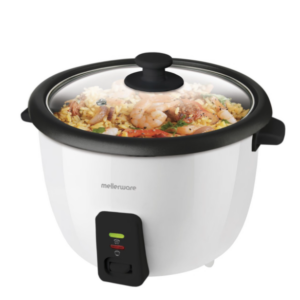 Mellerware Rice Cooker With Glass Lid Plastic White 1.8L 700W