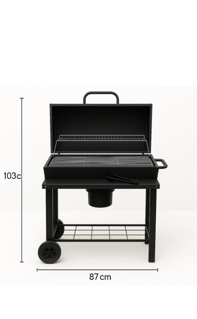 Heavy Duty Charcoal BBQ Grill & Smoker Braai Stand with Table (87cm) - Image 3