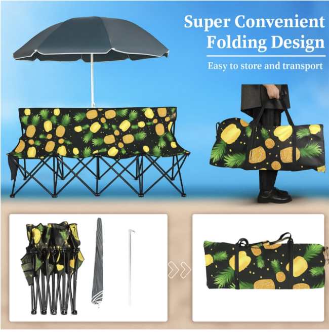 4-Seater Fold-Up Bench - With Umbrella, Outdoor Use - Image 3