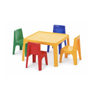 Kids Plastic Table & 4 Chair Set - Bright Colourful Set