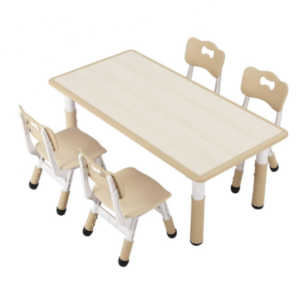 Kids Table & 4 Chairs Set - Height Adjustable Toddler Table for Ages 3-8
