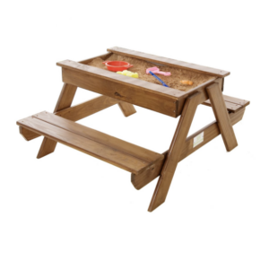 Just for Kids Kiddies 4 Seater Picnic Table with Built-in Sand Tray Varnish Finish - JFK0012