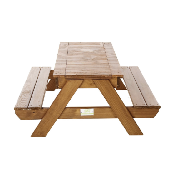 Just for Kids Kiddies 4 Seater Picnic Table with Built-in Sand Tray Varnish Finish - JFK0012 - Image 2