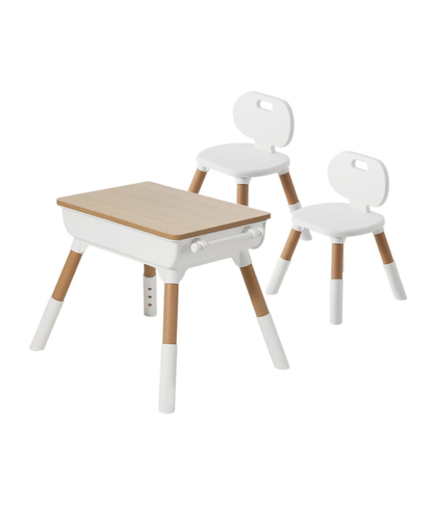 Kids Desk & Chair Set - Height Adjustable with Storage Basket