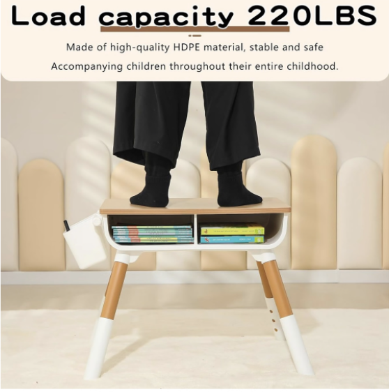 Kids Desk & Chair Set - Height Adjustable with Storage Basket - Image 3