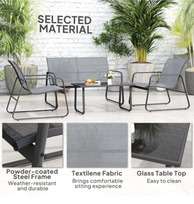 Patio Dining Furniture Set Outdoor Table and Chairs Set for Garden Lawn - Image 3