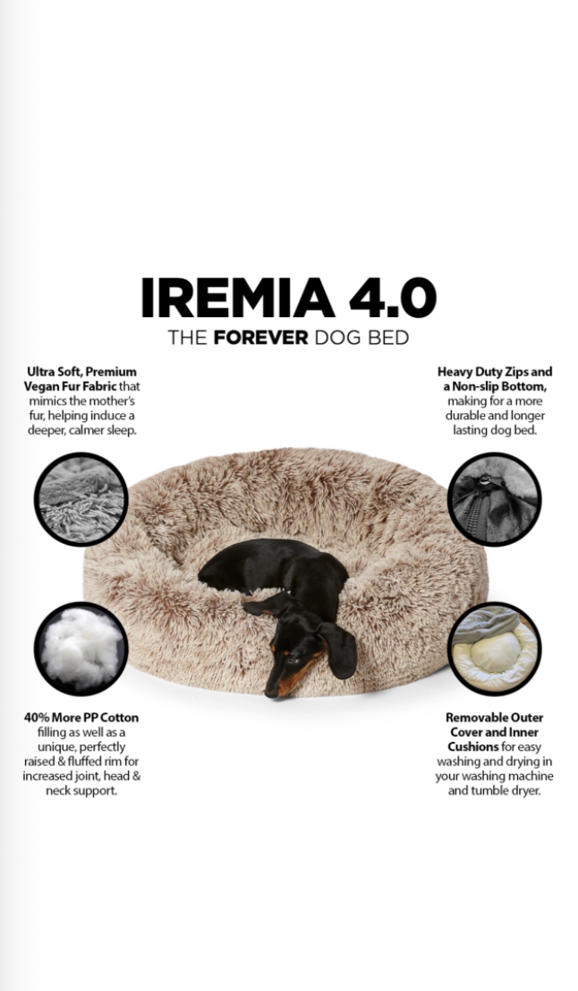 Medium 70cm IREMIA Dog Bed 4.0 - Long-Fur/Flokati - Washable Zip Cover - Image 4