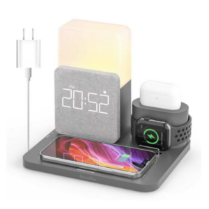 BezosMax S28 Digital Alarm Clock, Fast Wireless Charging Station