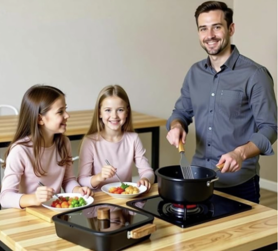 Desai 10 Piece Non-stick Casserole Pot Set With Wooden Lid - Image 2