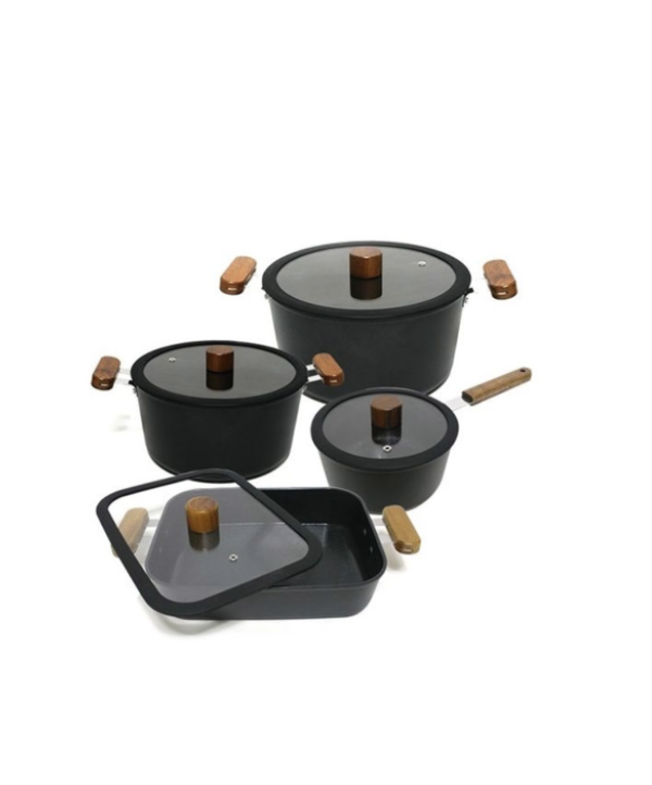 Desai 10 Piece Non-stick Casserole Pot Set With Wooden Lid - Image 3