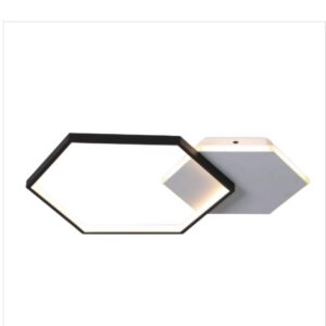 Modern Hexagon LED Ceiling Light 46W Sand Black & White Flush Mount
