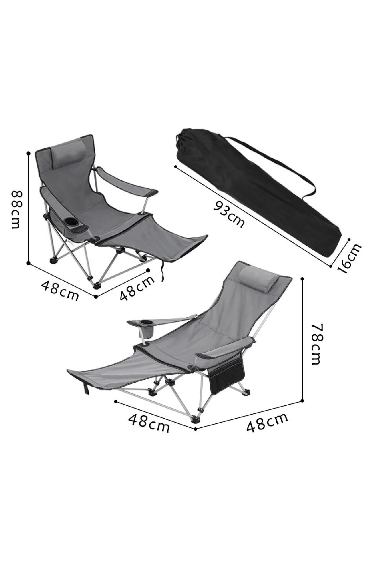 Foldable Reclining Camping Chair with Footrest - Image 8
