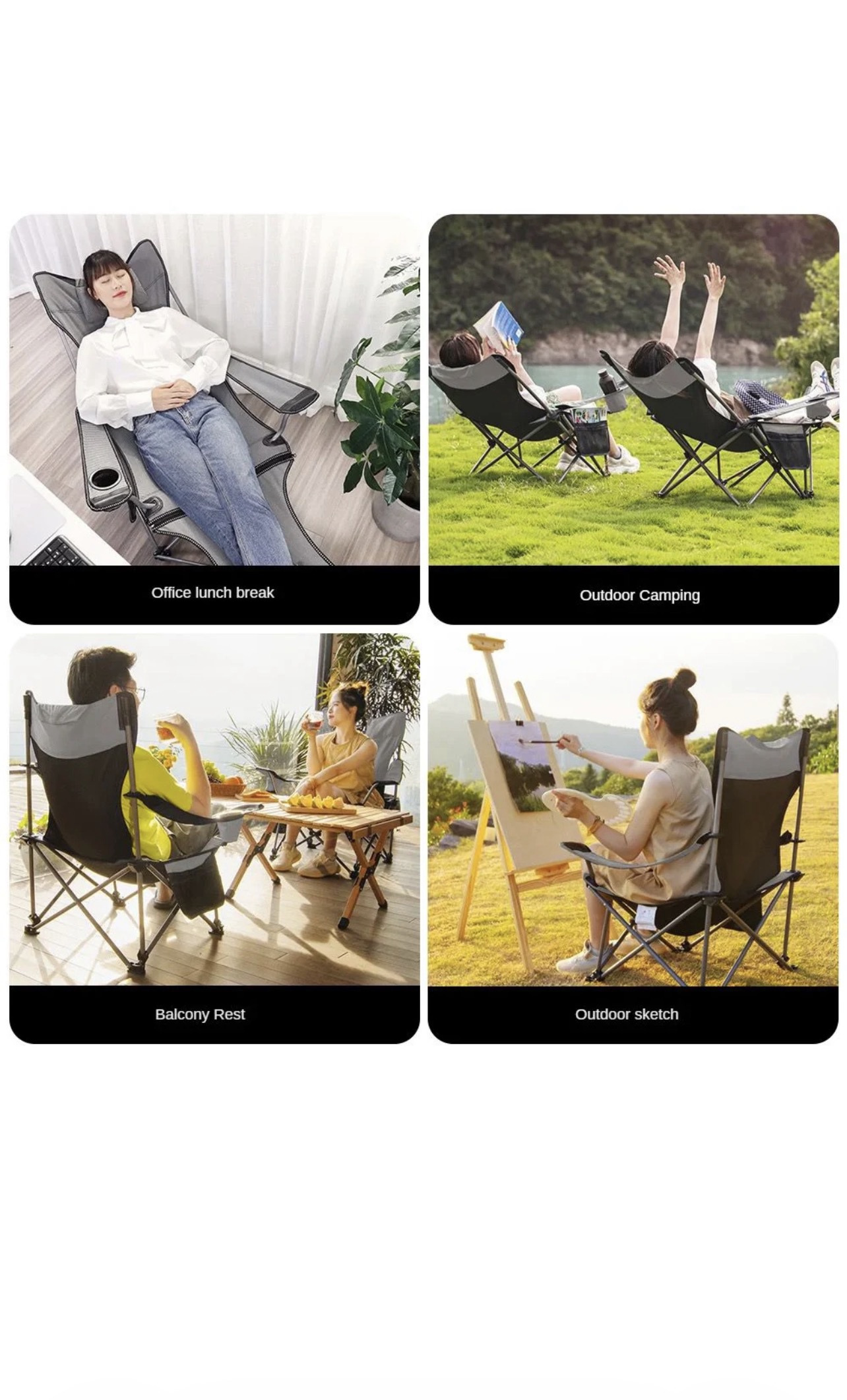 Foldable Reclining Camping Chair with Footrest - Image 4