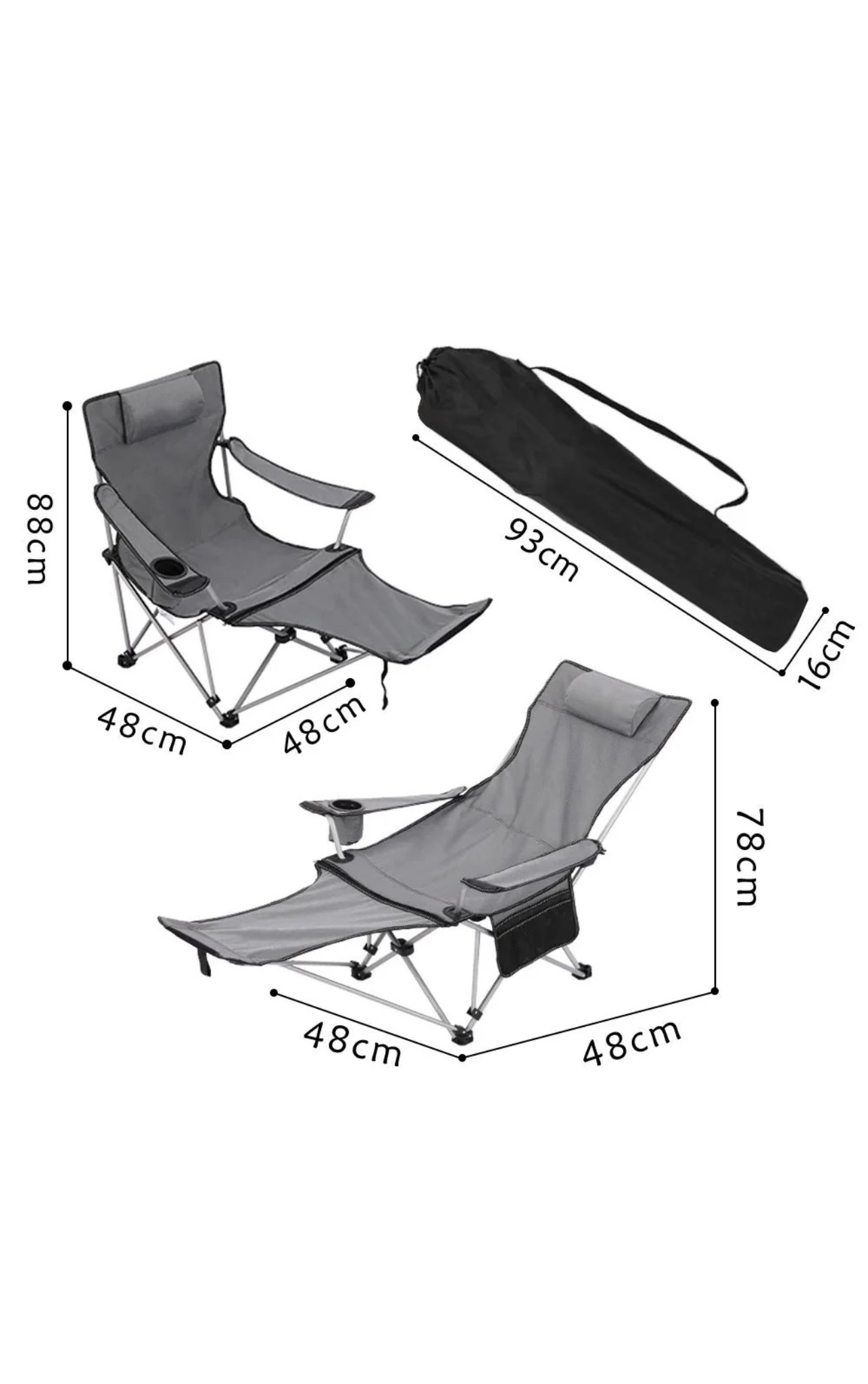 Foldable Reclining Camping Chair with Footrest - Image 3